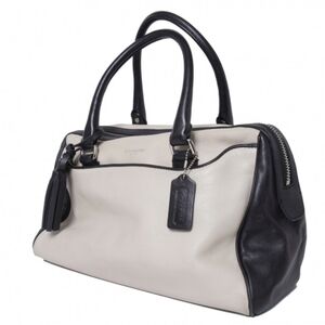 Coach Black and White Madison TwoToned Leather Handbag